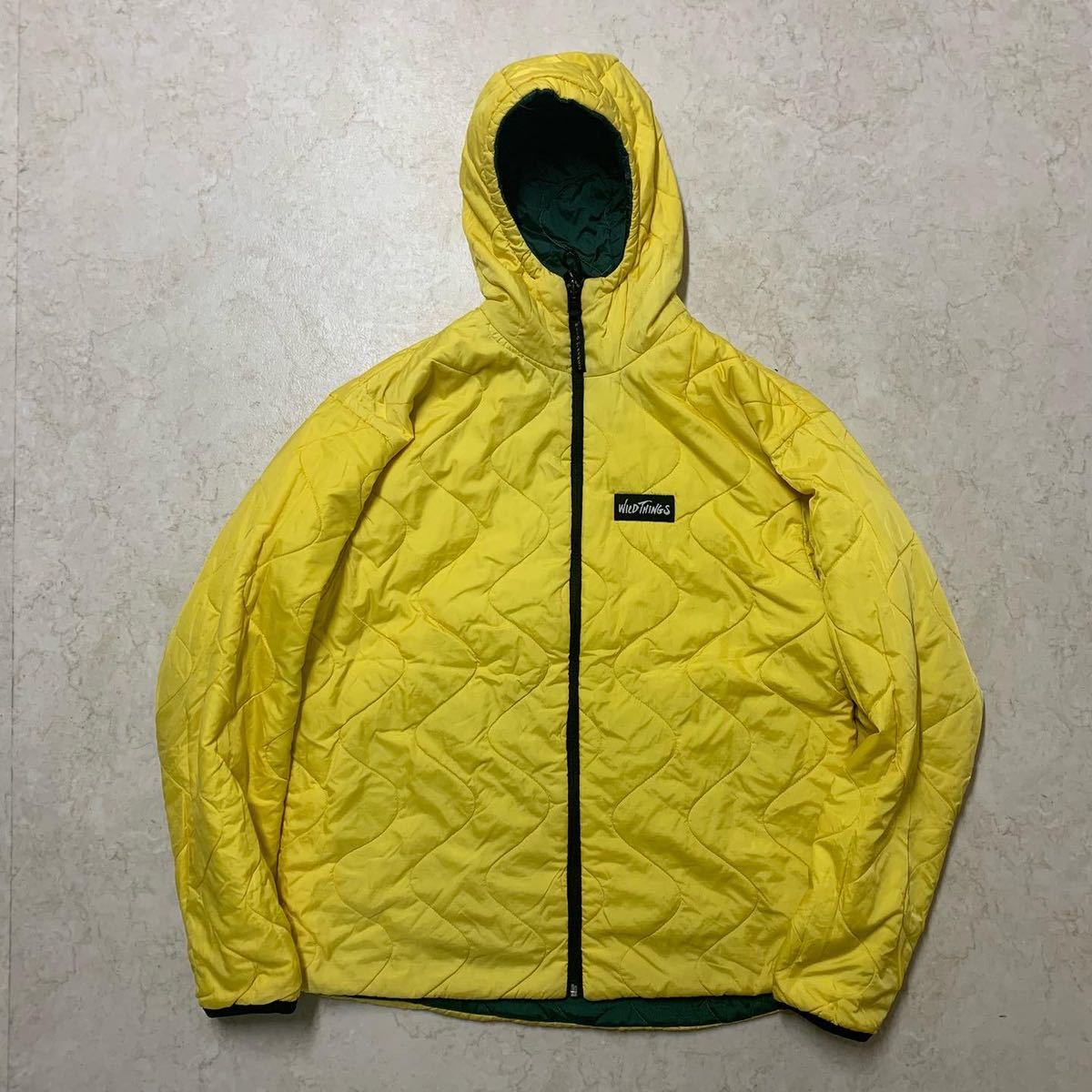 USA製 WILDTHINGS ワイルドシングス プリマロフト パーカー 緑×黄 XL 2