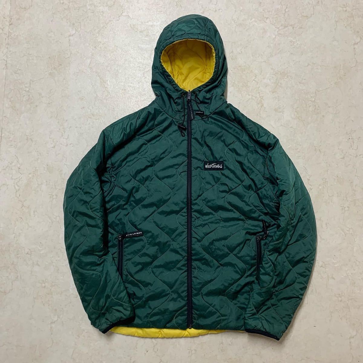 USA製 WILDTHINGS ワイルドシングス プリマロフト パーカー 緑×黄 XL 1