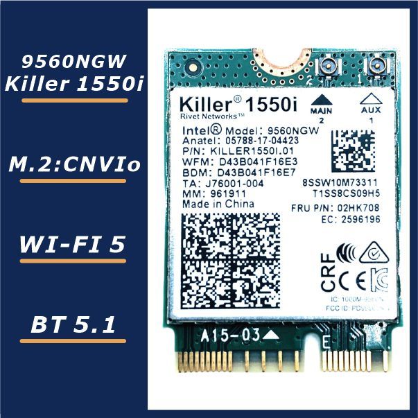 【国内即発】Intel Killer 1550i 9560NGW M.2 無線LANカード（CNVi専用）9560