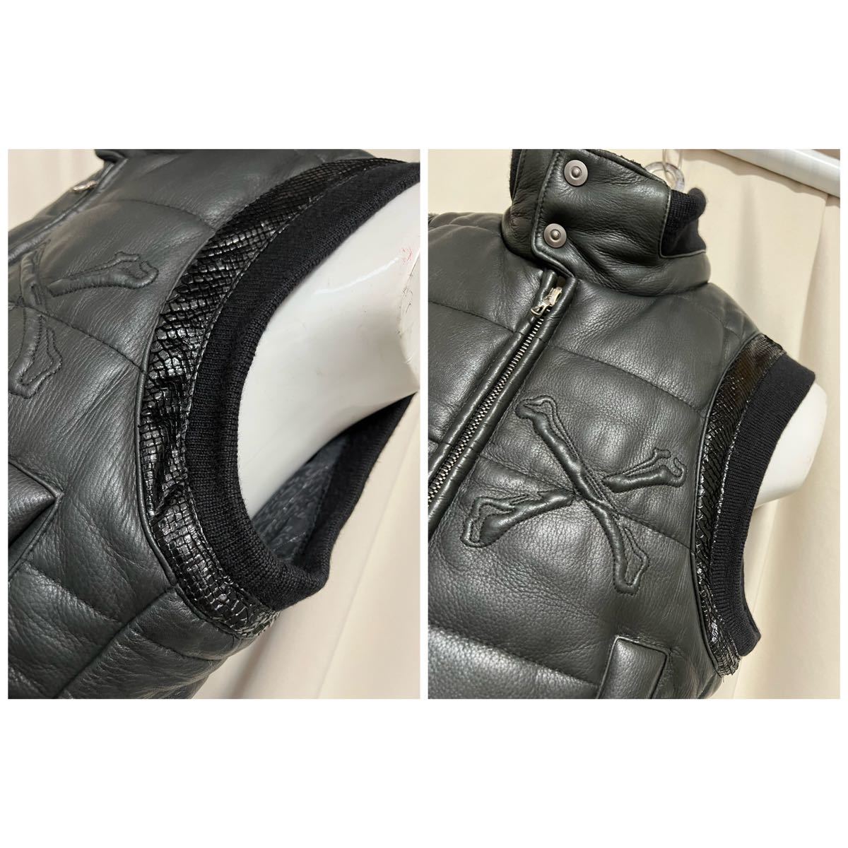 ROEN ロエン 鹿革 ディアスキン レザーダウンベスト 44 S riri