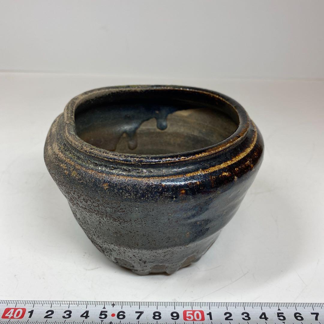 当社の 古代　黒釉　壺　直径11cm西s2-0314③ 清