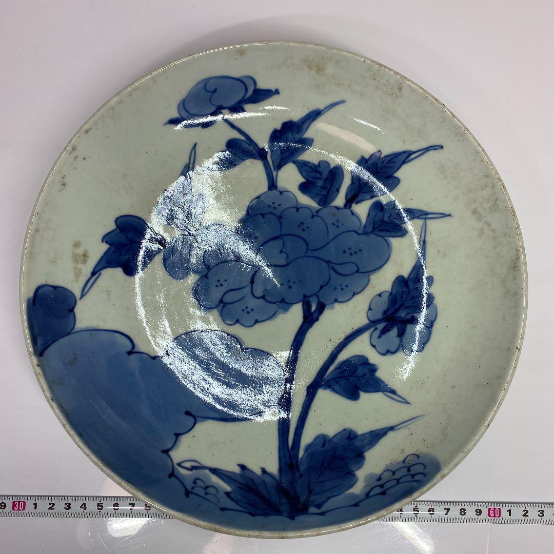 古伊万里 染付 牡丹図 大皿 直径30cms4-0323①タトチ | www.bioimune