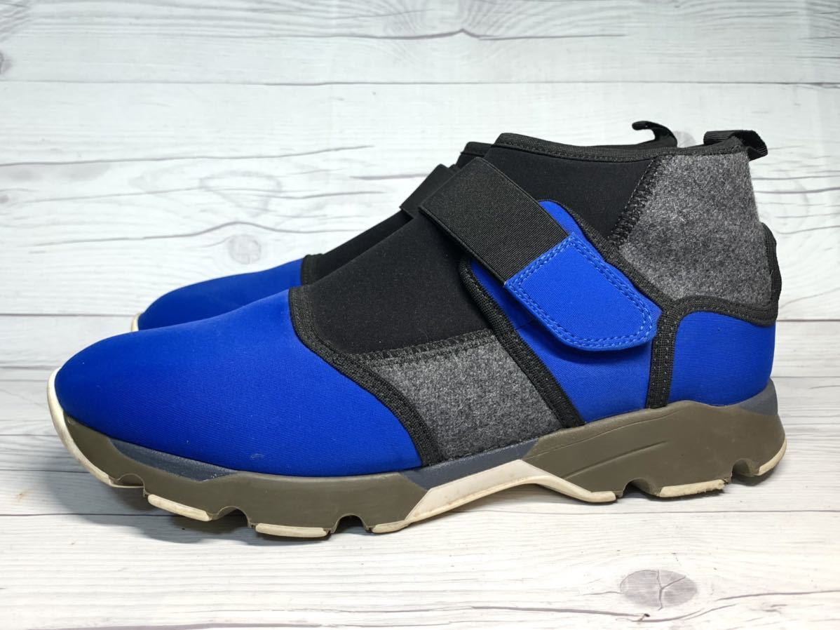 [ быстрое решение ]* прекрасный товар * Италия производства MARNI Marni мужской 41 25.5cm степень спортивные туфли синий серый липучка ремешок casual стиль обувь 