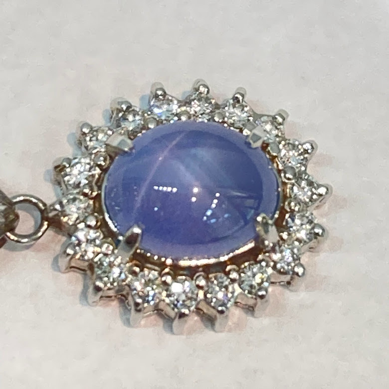 ☆Pt900 スターサファイア ネックレストップ S3.24 ct D0.43 ct 6.1g