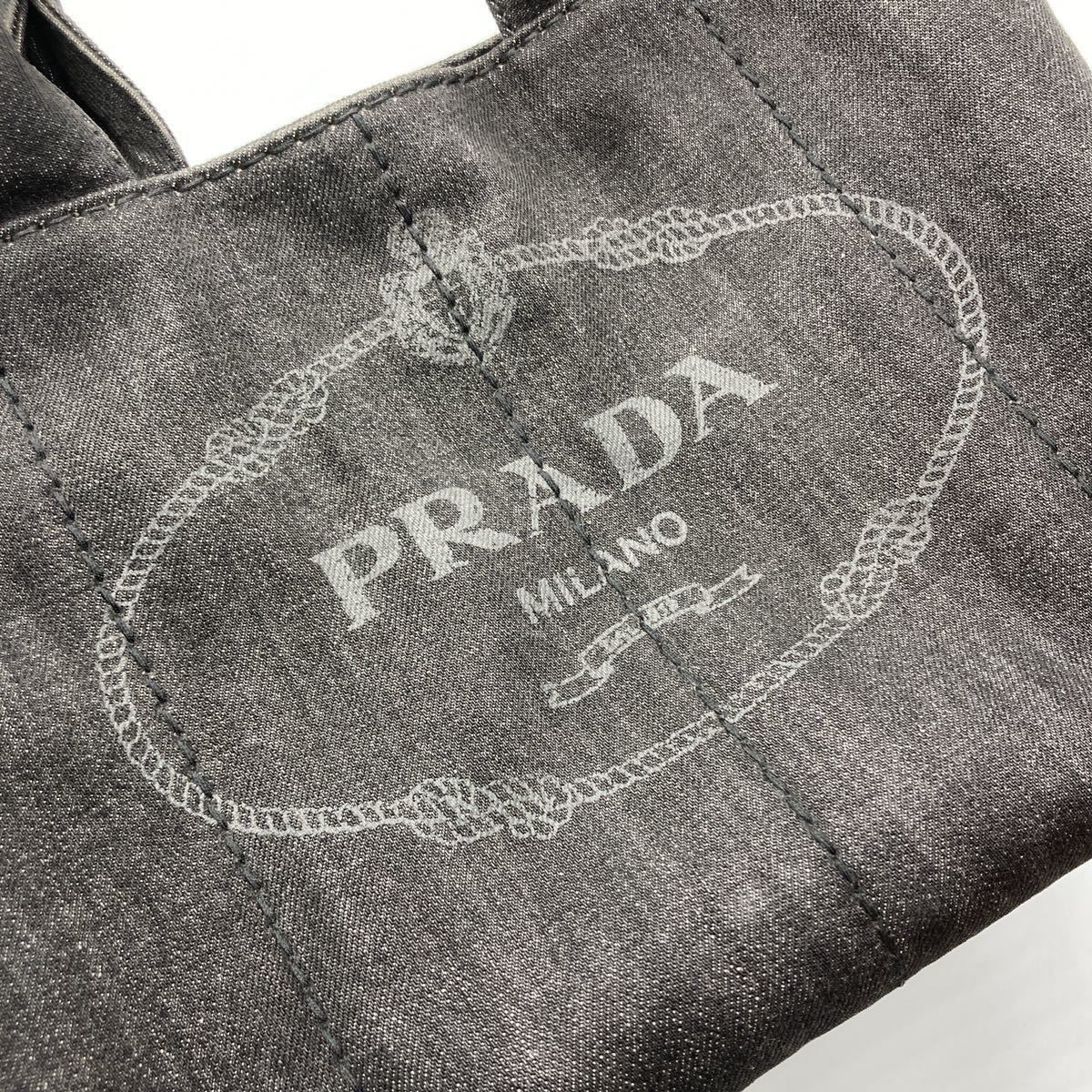 1円【美品】 PRADA プラダ カナパ 2way デニム ブラック M ショルダー