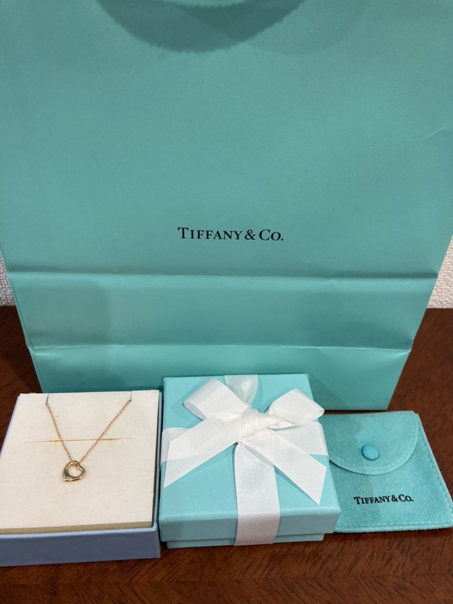 新品 正規品 ティファニー tiffany&co ネックレス オープンハート スモール ローズゴールド K18 ケース巾着紙袋リボン　ゴールド ハート