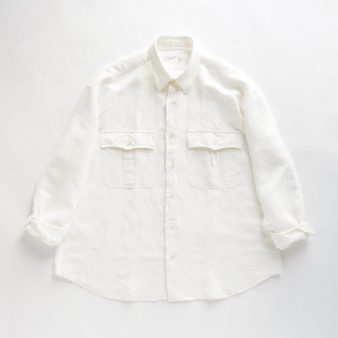 PORTER CLASSIC Roll Up Bamboo Linen Shirt 白 L ポータークラシック