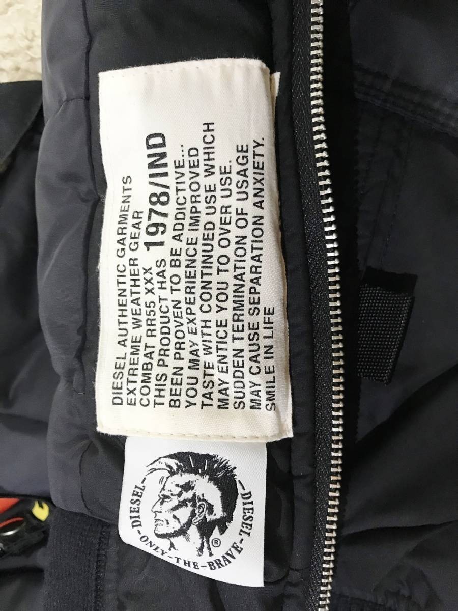 DIESEL ディーゼル ファー付き 中綿 ボンバージャケット S 黒 フライト