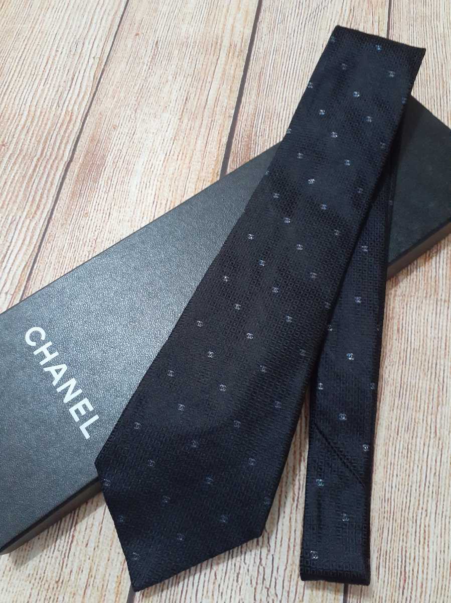 9 CHANEL シャネル ネクタイ ココマークラメ入り ブラック 箱付き(服飾 ...