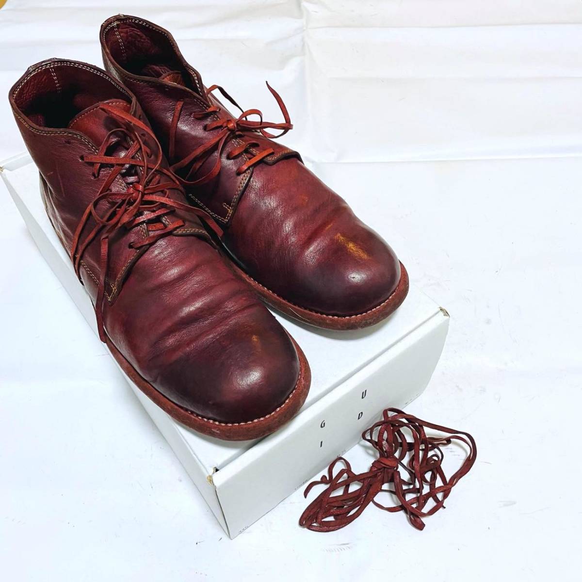 最低価格の レザーシューズ Boots Ankle 41.5(約26.5cm) 定価123,200円 ホースレザーアンクルブーツ 994 グイディ Guidi ダービーシューズ 箱 赤 革靴 26.5cm