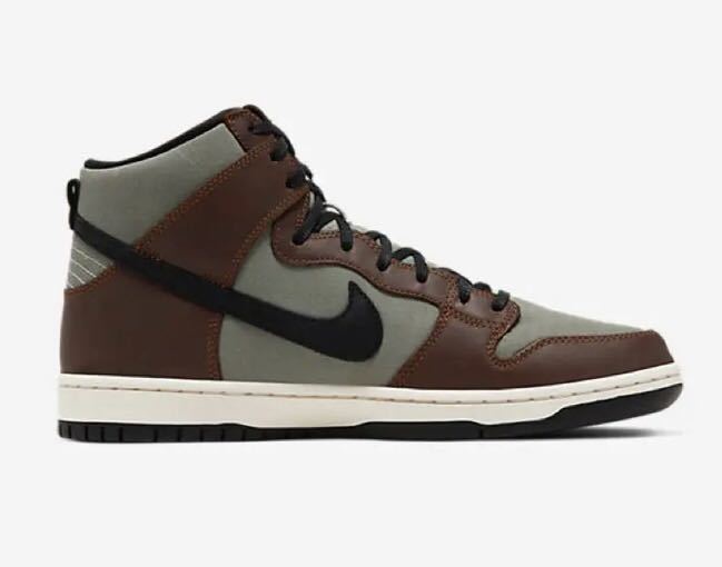 新品！NIKE SB DUNK HIGH PRO (US10 , 28.0cm) BAROQUE BROWN 茶 ナイキ ダンク ハイ プロ バロックブラウン JORDAN ジョーダン BQ6826 201_画像3