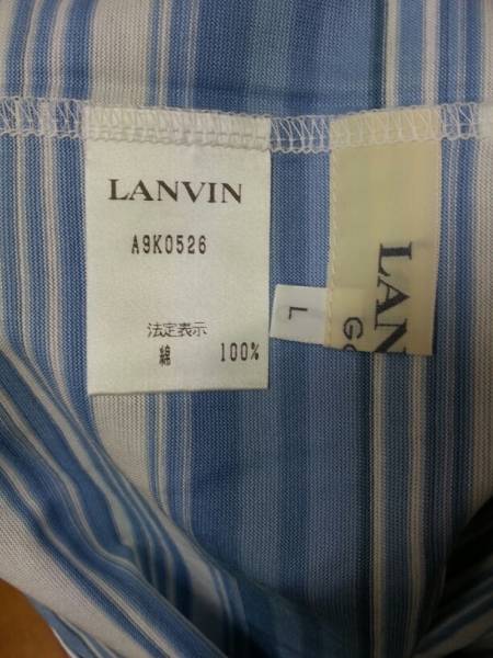 新品LANVIN GOLFランバンゴルフ/レディスハイネック長袖コットンシャツ/ブルーLサイズ/日本製、未使用_画像3