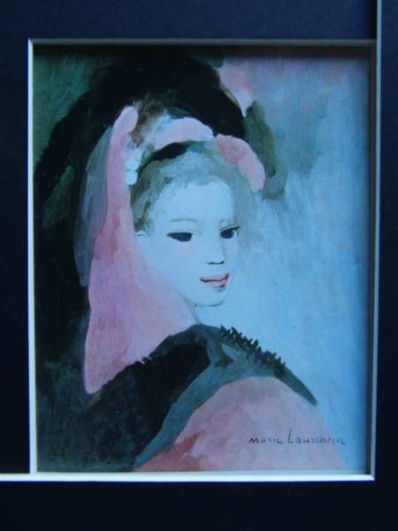 人気定番新作MARIE　LAURENCIN 、マリー・ローランサン、真珠の髪飾りの乙女、大判、額装用画集より、新品額装付、状態良好 人物画