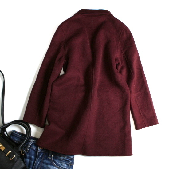  прекрасный товар Zara Kids ZARA Girls # взрослый тоже! осень-зима 152? компрессия шерсть Пальто Честерфилд шерстяное пальто длинное пальто темный красный шерсть 52%