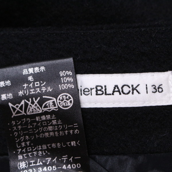 美品 Mプルミエ M-PREMIER BLACK ■ 大人綺麗 タイト ウールカート サイズ36 S 7号 ブラック 黒 定番 毛90％ ビジネス フォーマル_画像3