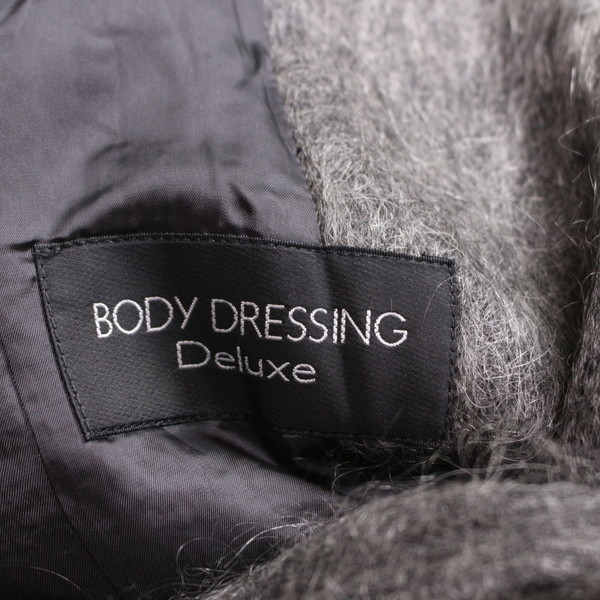 美品 ボディドレッシング デラックス BODY DRESSING Deluxe ■ 高級感 暖か 起毛 モヘア ウールコート グレー 9号 厚手 綺麗めの画像5