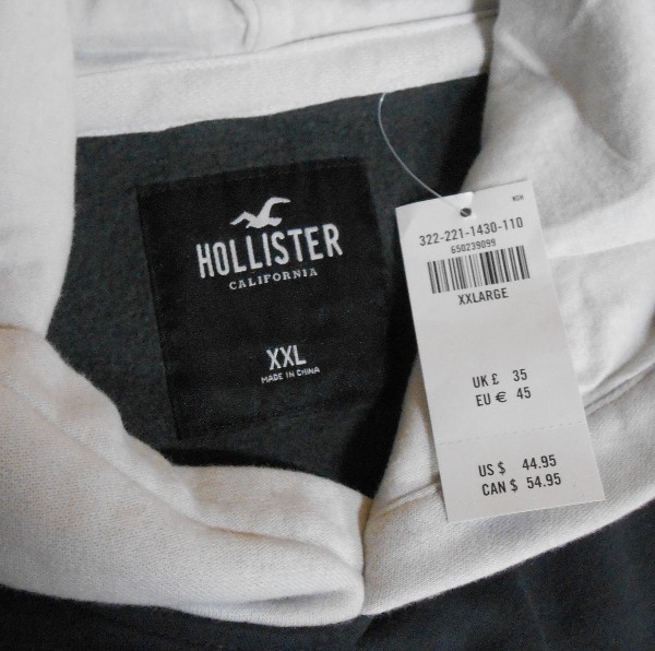 HOLLISTER*ホリスター*US:XXL/ブラック_グレー/カラーブロックフーディー