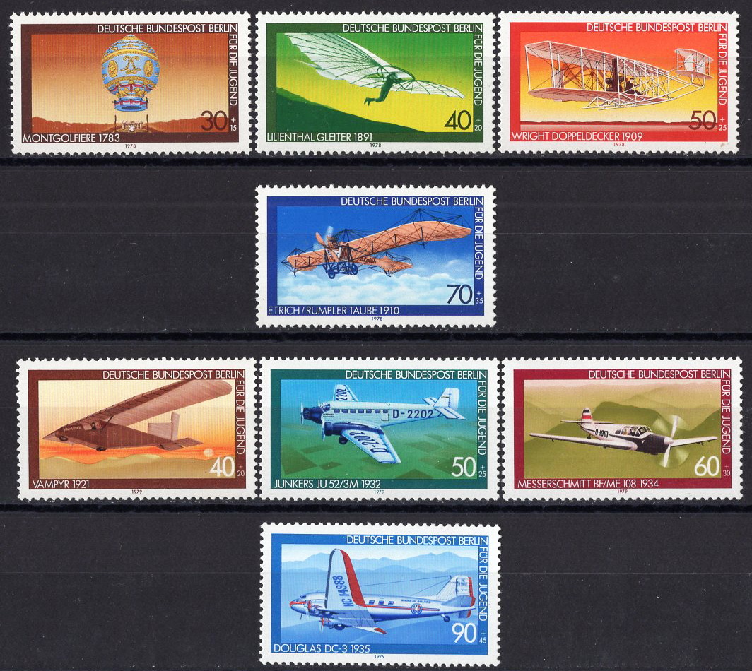 ★1978-79年 ドイツ-ベルリン - 「航空機」4種完+4種完 未使用(MNH)★ZO-447_画像1