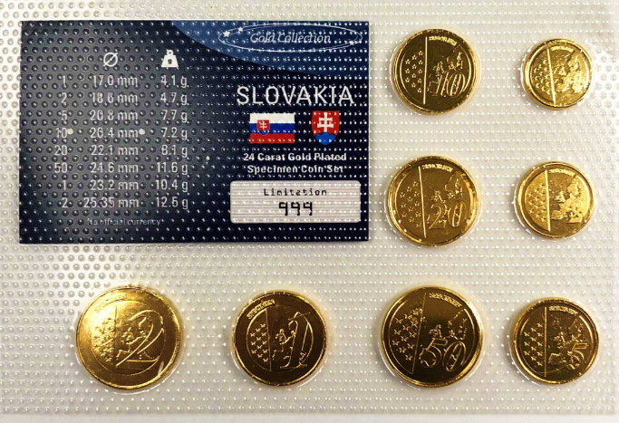 ★スロバキア [見本]X8 金めっき コインセット, 1セント~2ユーロ 公式 ★VH-112_画像5