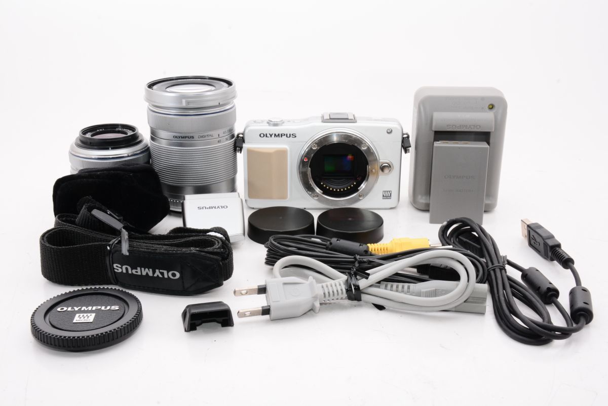 OLYMPUS PEN mini E-PM2 ダブルズームキット ホワイト #h5736 | www