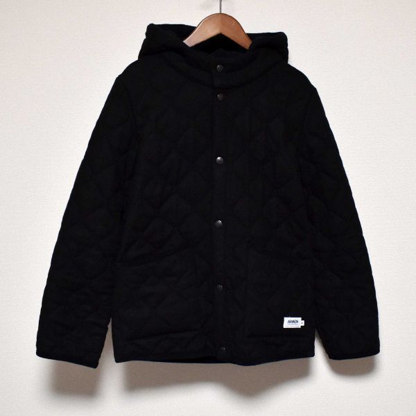 注目ブランドのギフト アーメン ウール 黒 コート キルティングフードジャケット リバーシブル ARMEN Sサイズ
