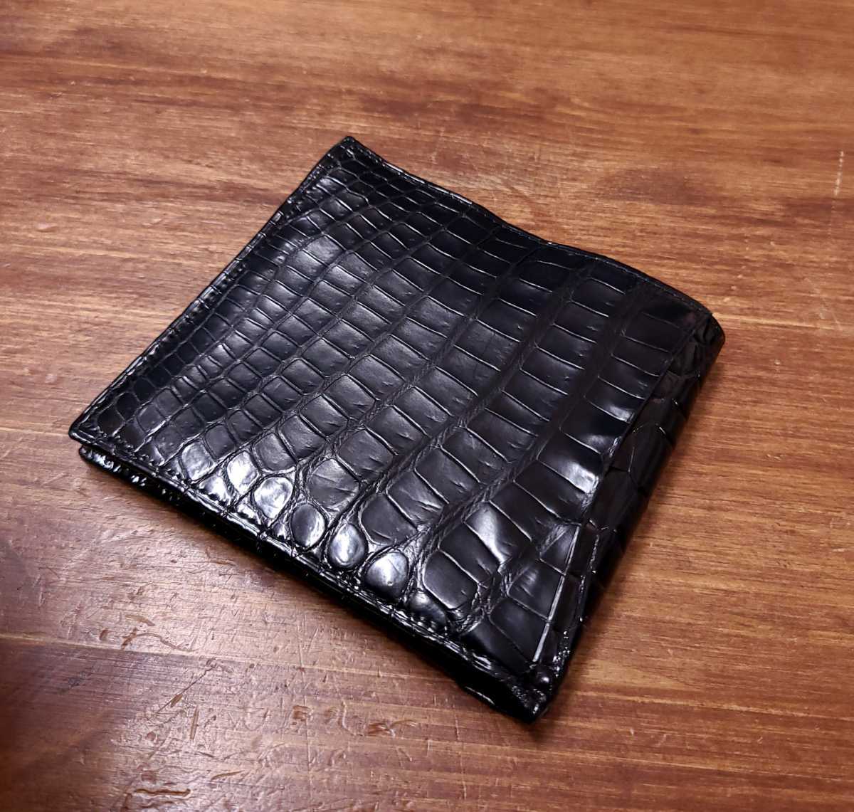 お気に入り BELMONTE クロコダイル レザー 二つ折り財布 ウォレット