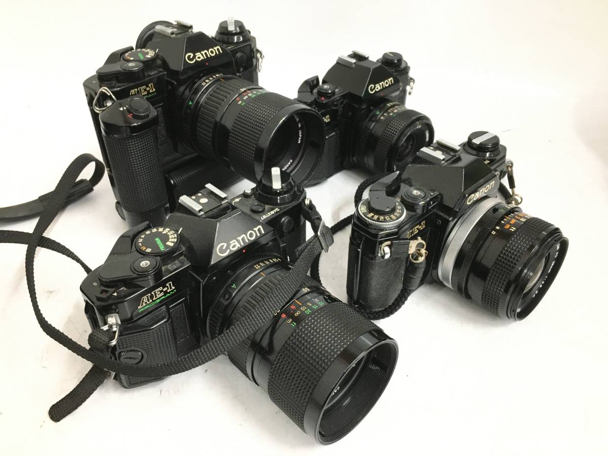 売切り Canon AE-1 × ６ + A-1 + その他レンズ14本　キャノン フィルム一眼レフカメラ ジャンク品_画像2