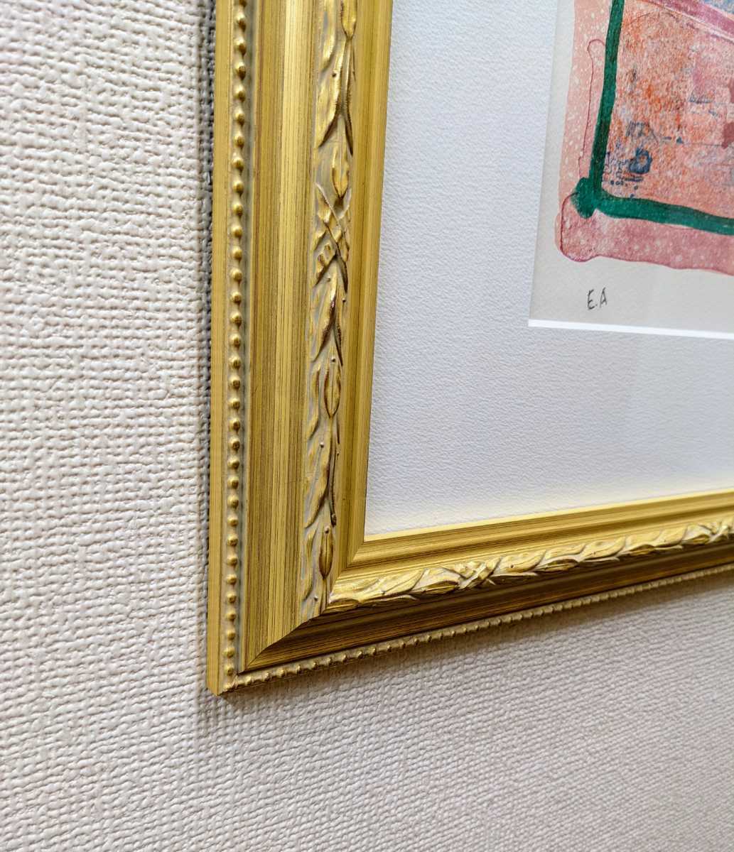 額付】ポール・アイズピリ「紫の背景の花束」【作家直筆サイン