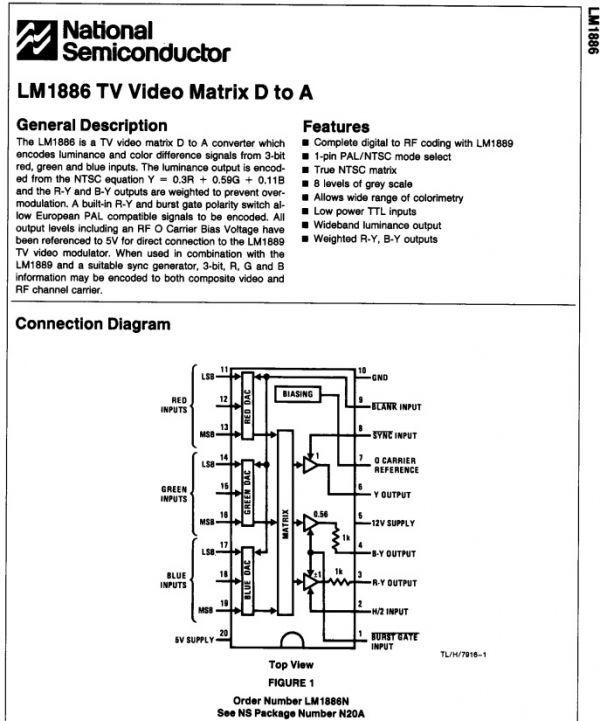 # electron parts ... liquidation [LM1886N] Color Signal Encoder, Bipolar, PDIP20 #