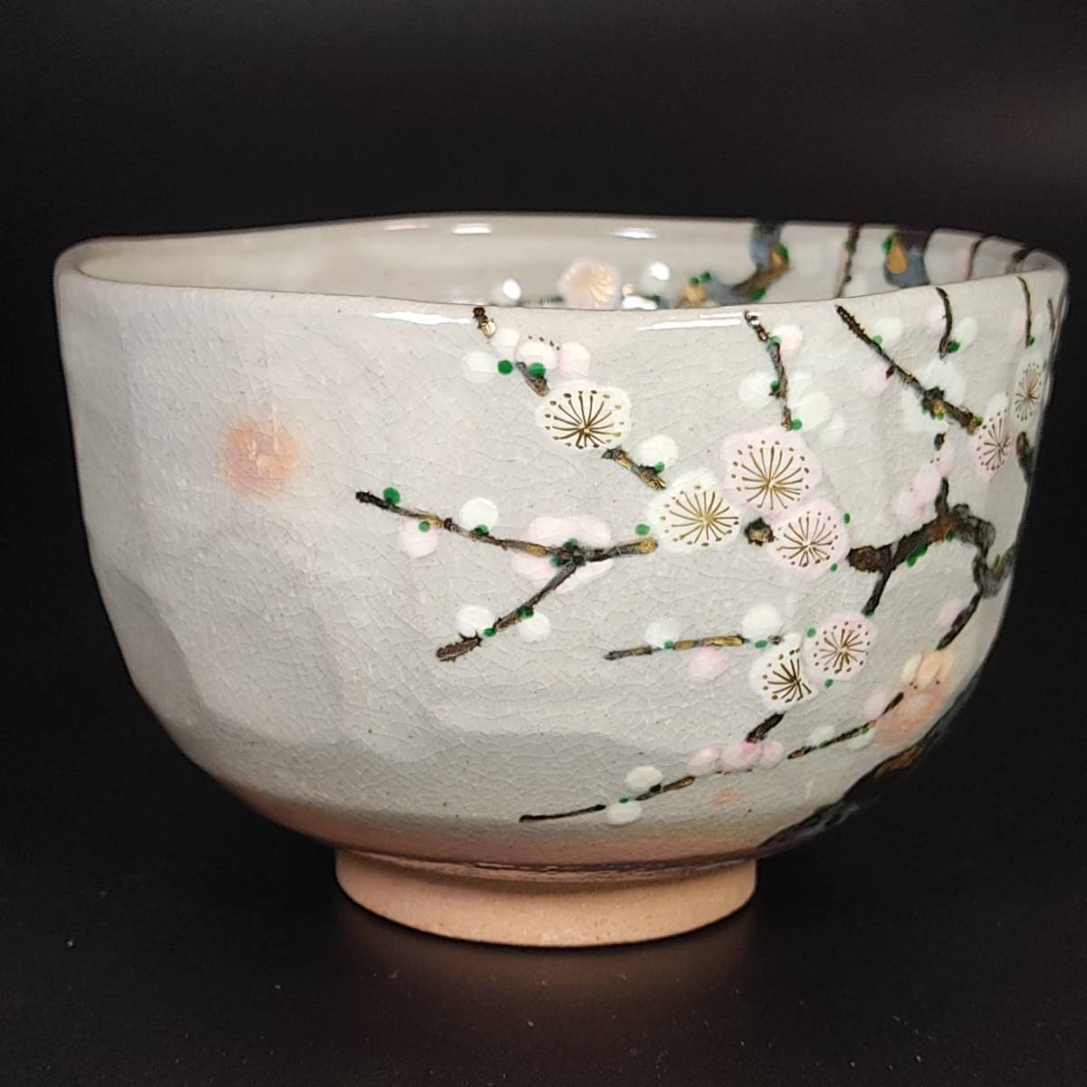 茶道具 茶碗 中村秋峰 乾山写 光琳梅絵 木箱付き / 茶碗の重量約270g