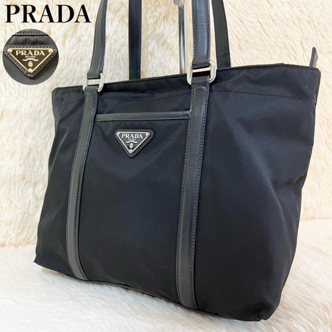 超目玉】 PRADA プラダ トートバッグ ナイロン サフィアーノレザー tdh