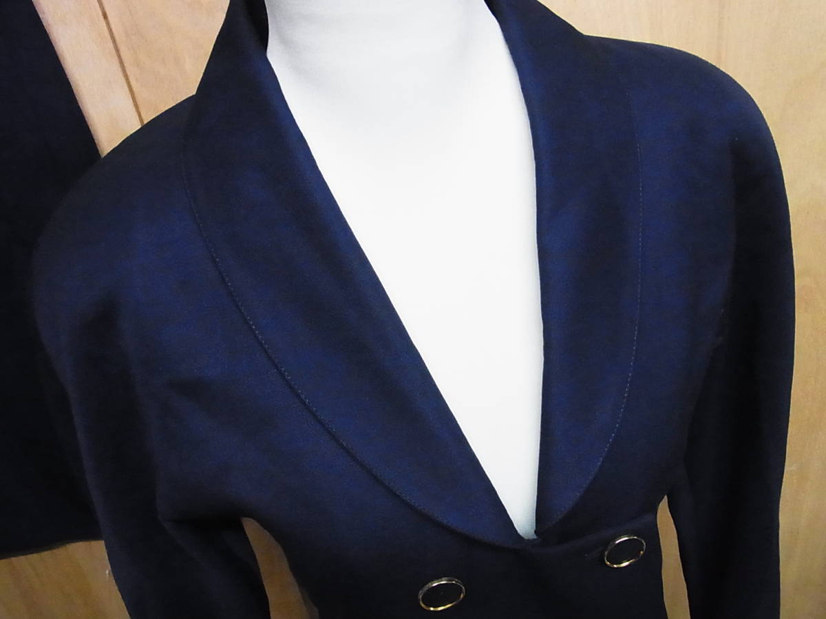 TS 綺麗 FENDI フェンディ イタリア製 ビンテージ ウールスカートスーツ セットアップ 濃紺 サイズ42_画像4