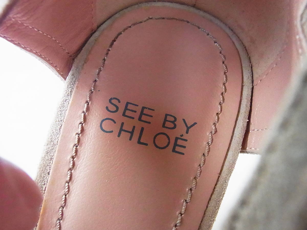 TS beautiful goods SEE BY CHLOE See by Chloe race up Wedge sole leather sandals beige size 38.5 shoes 