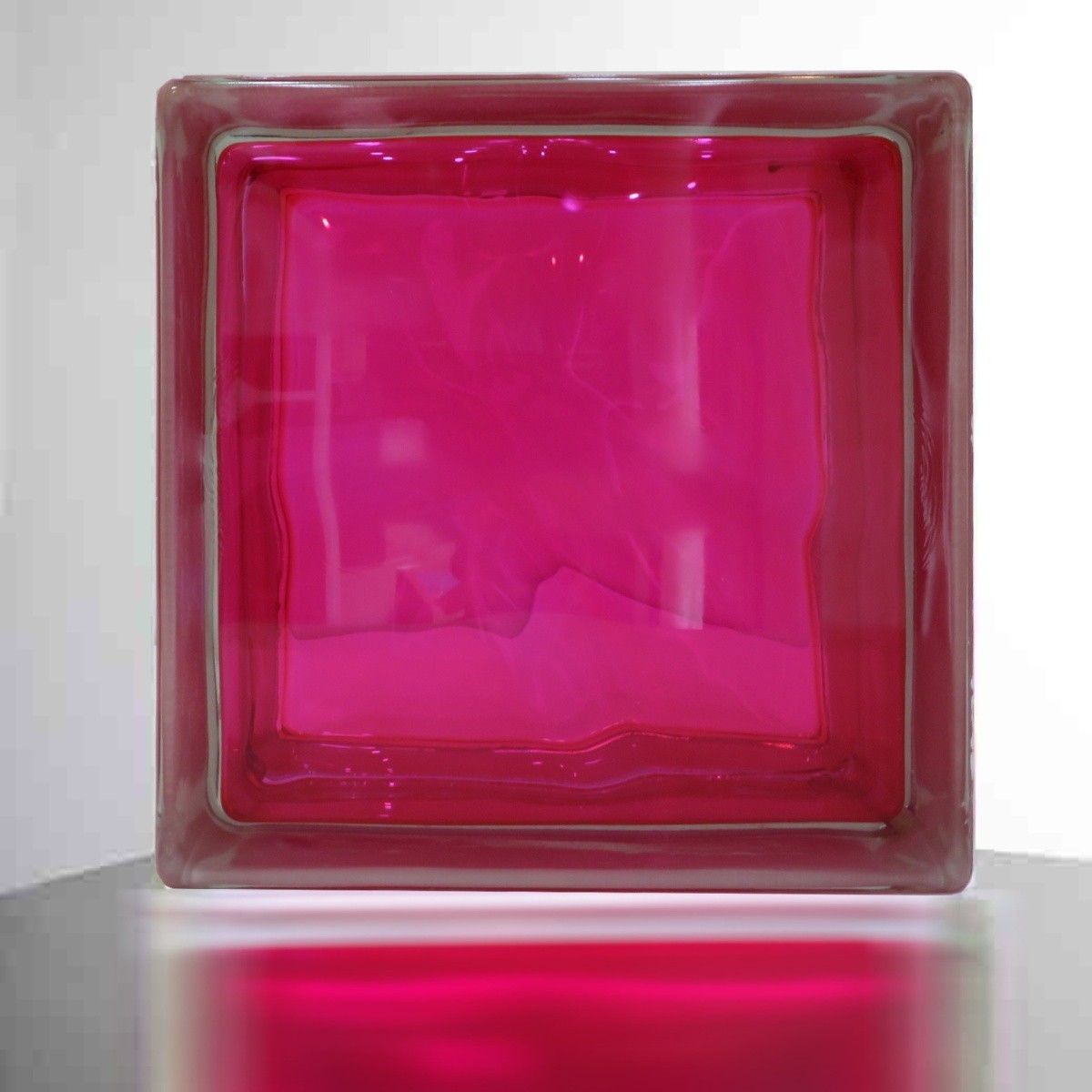 ガラスブロック（６個セット送料無料）190x190x95クラウディインカラー マゼンタ赤紫色gb40395-6p_画像1