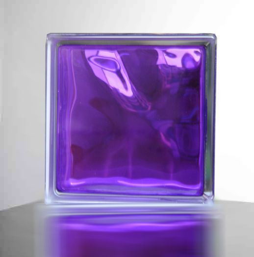 ガラスブロック（６個セット送料無料）190x190x95日本基準サイズクラウディインカラー 紫色gb40495-6p