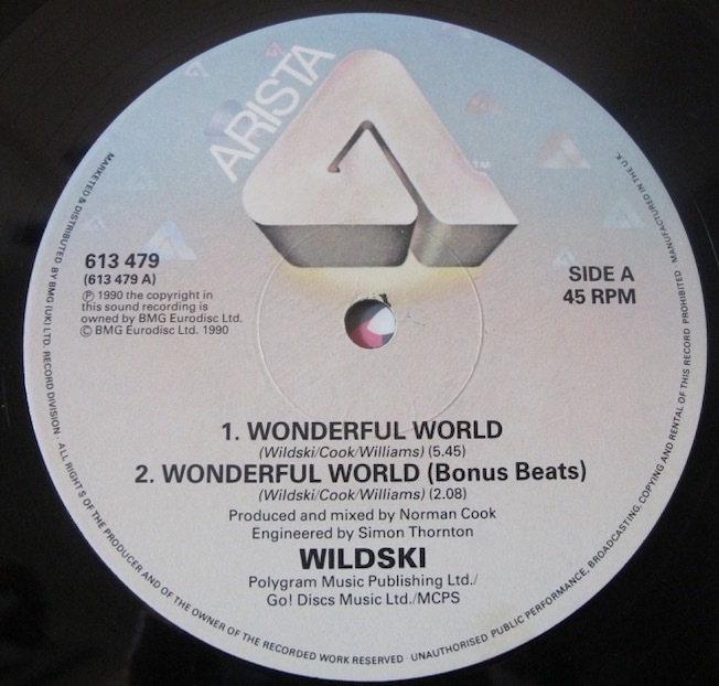 WILDSKI - WONDERFUL WORLD UK盤12インチ (1990年/ARISTA) (NORMAN COOK/LINDY LAYTON) (HIP HOP/REGGAE/UK BEATS/DUB)_画像5