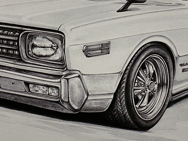  Nissan NISSAN 230 Gloria hardtop [ pencil sketch ] famous car old car illustration A4 size amount attaching autographed 