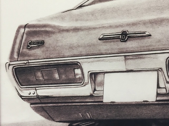  Nissan NISSAN Laurel SGX[ pencil sketch ] famous car old car illustration A4 size amount attaching autographed 