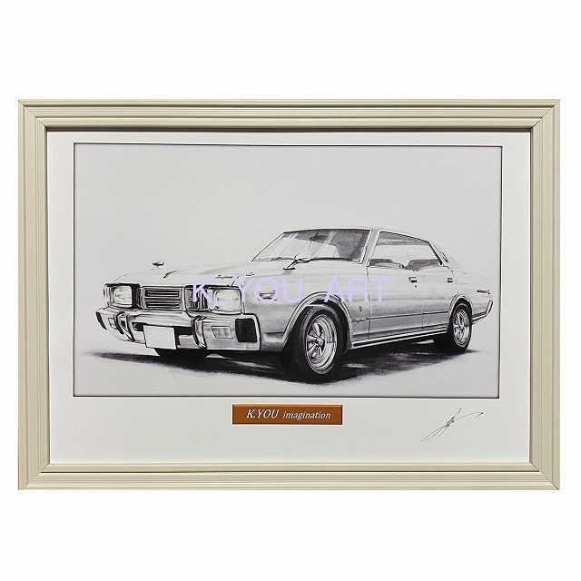  Nissan NISSAN 330 Cedric [ pencil sketch ] famous car old car illustration A4 size amount attaching autographed 