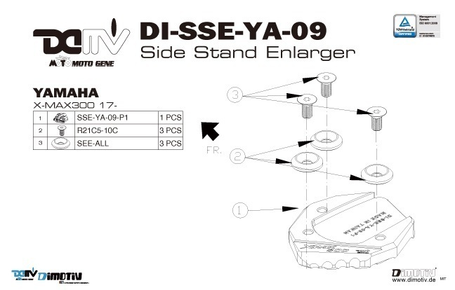 送料込 DIMOTIV di-sse-ya-09-k サイドスタンドエンド XMAX 300 ブラック_画像3