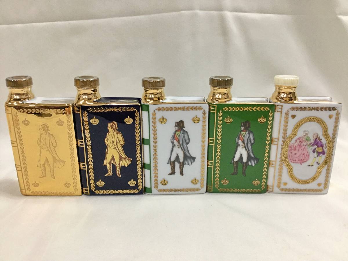 未開栓】 CAMUS NAPOLEON BOOK MINI 50ml 5本セット カミュ ナポレオン コニャック 箱付 陶器ボトル 古酒 外箱傷みあり  管1DARR