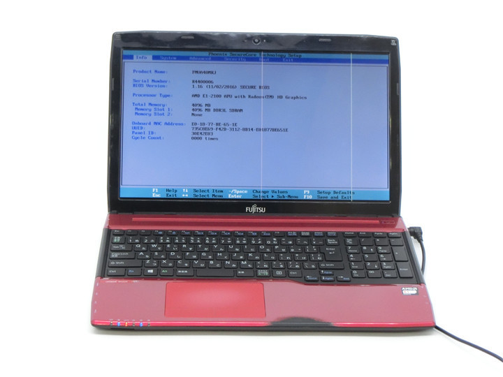 FMV　AH40/M E1-200　4GB　　ノートPCパソコン　ジャンク品_画像1