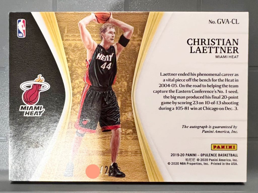 最高級版/25 Auto 19 Panini Opulence Christian Laettner クリスチャン・レイトナー NBA サイン ユニフォーム バスケ All-star 金メダル_画像2