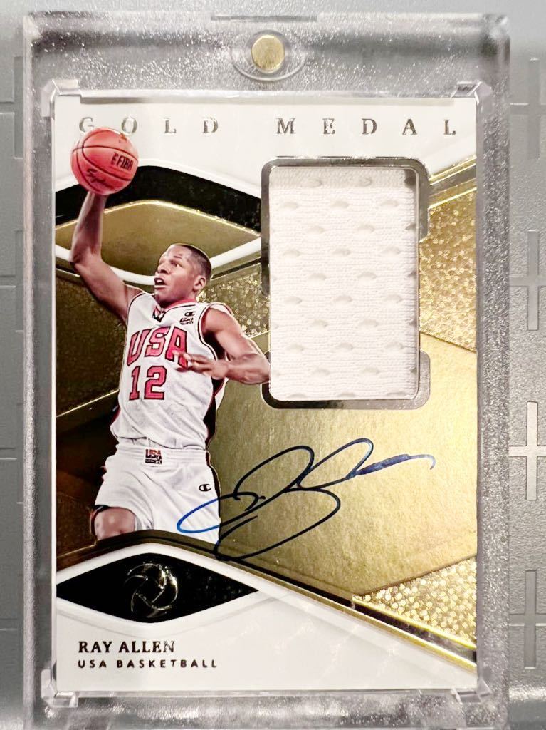 最高級版直書/79 USA Jersey Auto 19 Panini Opulence Ray Allen レイ・アレン 直筆 サイン NBA Bucks 米代表 ユニフォーム バスケ 3P Gold