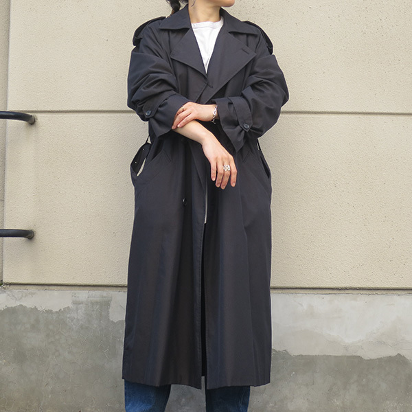 AURALEE オーラリー WASHED FINX CUPRO TWILL LONG COAT トレンチコート ロングコート ブラック