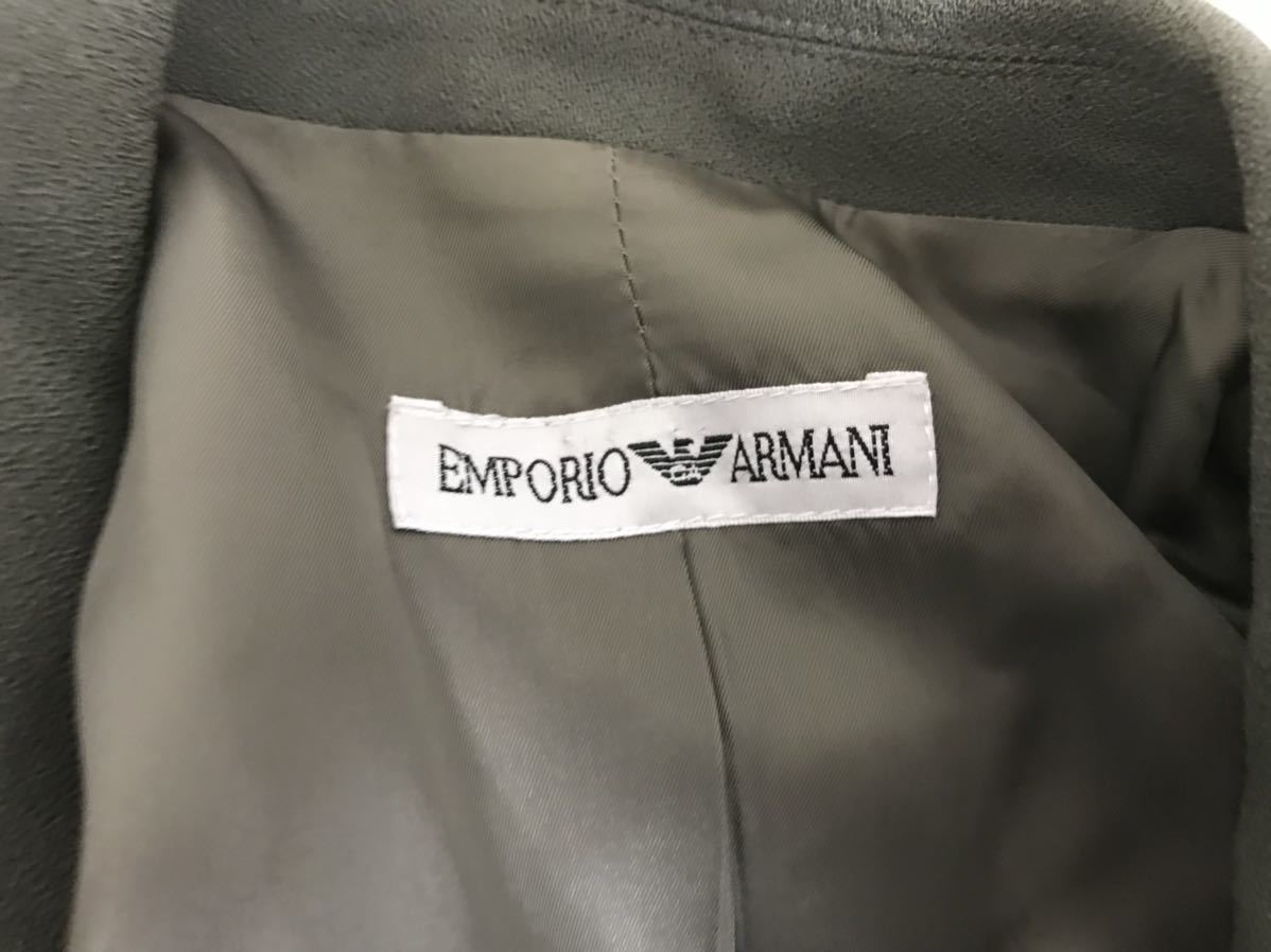 本物エンポリオアルマーニEMPORIOARMANIウールレーヨンテーラードジャケットレディースビジネススーツ40L日本製グリーン緑