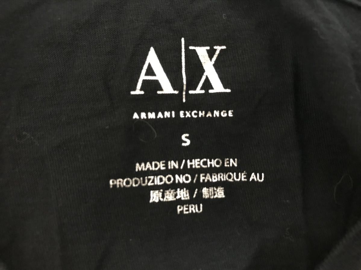  подлинный товар Armani Exchange ARMANI хлопок принт вырез лодочкой длинный рукав длинный футболка женский мужской чёрный черный S Surf милитари pe Roo производства 