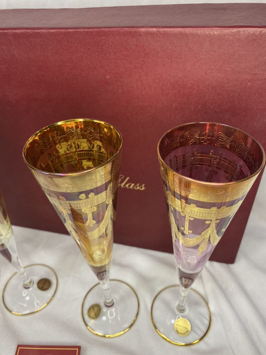 ベネチアングラス Venezia glass イタリア製 4個セット 金 | www