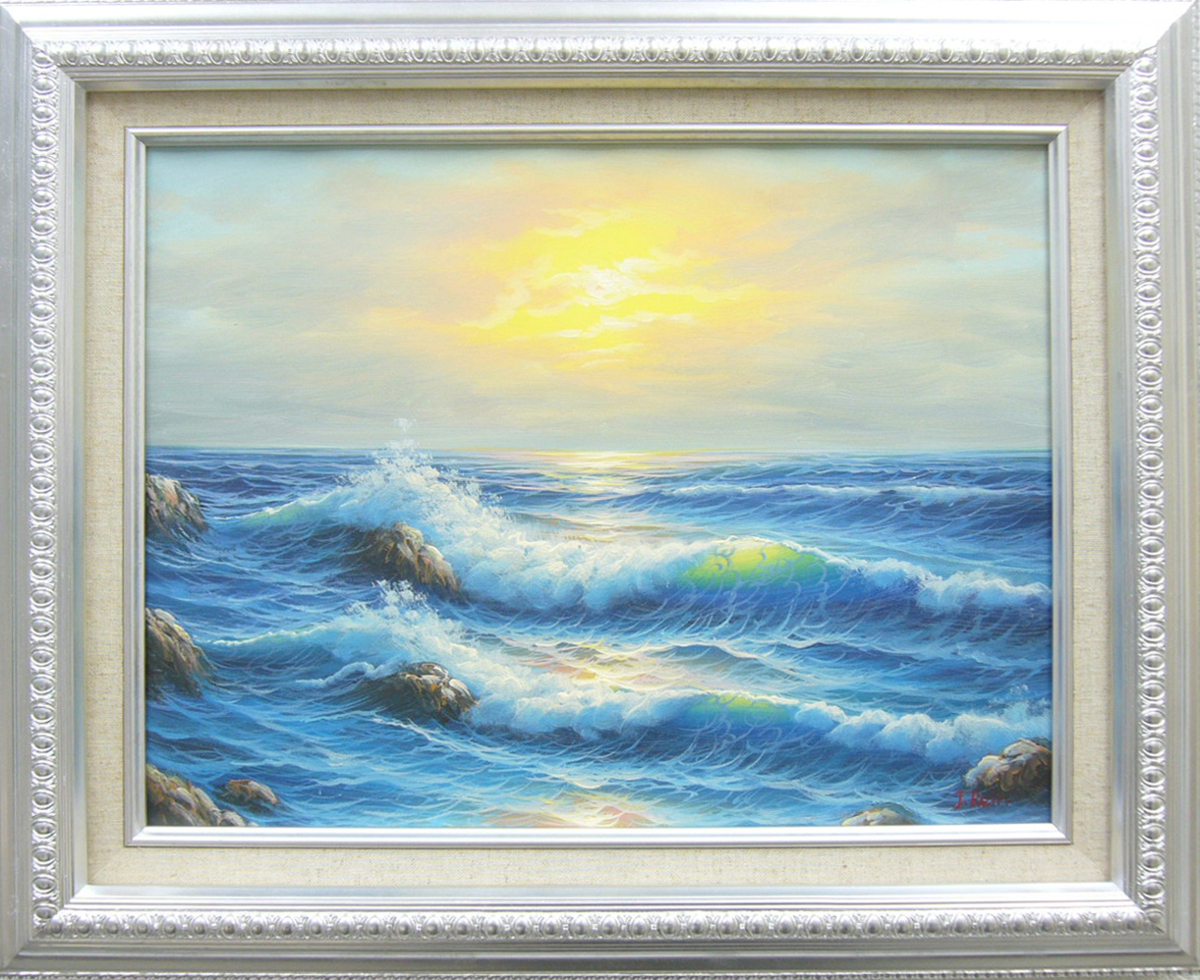 絵画 油絵 作者不詳 海 波 空 送料無料 | www