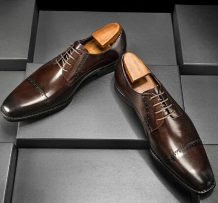 【24.0cm】206-825B新品メンズ 本革 ビジネスシューズ 外羽根 ドレスシューズ 高品質 ブローグシューズ 高級紳士靴